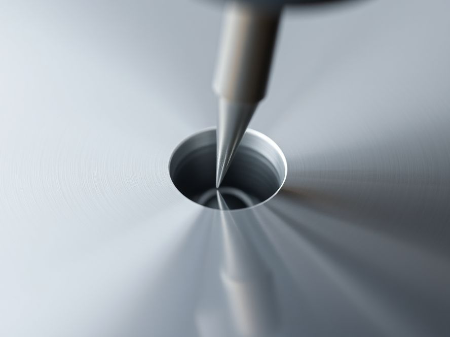 CMM probe measuring a precision CNC machined part